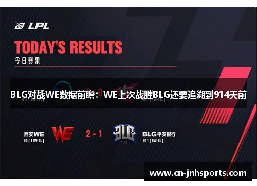 BLG对战WE数据前瞻:WE上次战胜BLG还要追溯到914天前